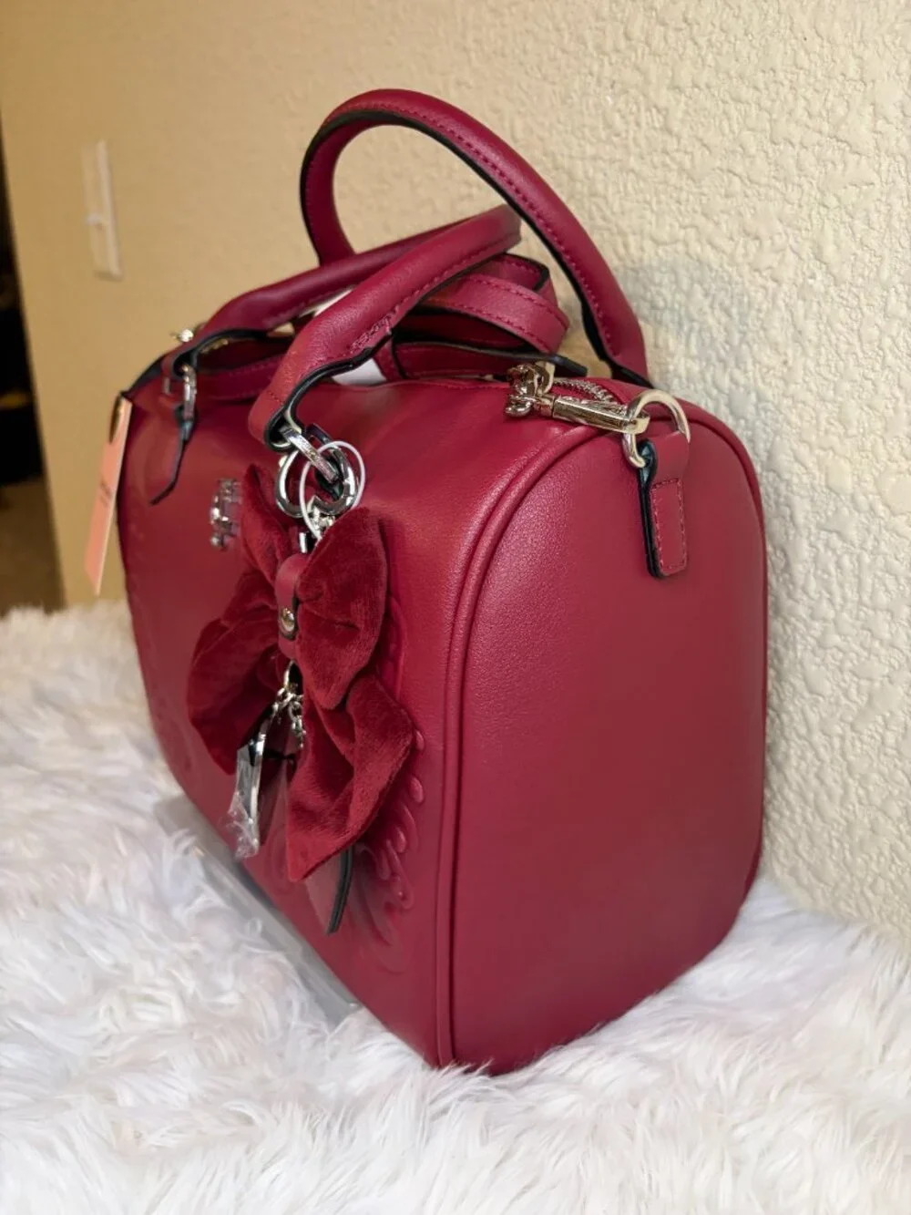 Juicy Couture Halloween Sew Fa-Boo-Lous Cranberry Satchel Bow Bag NWT